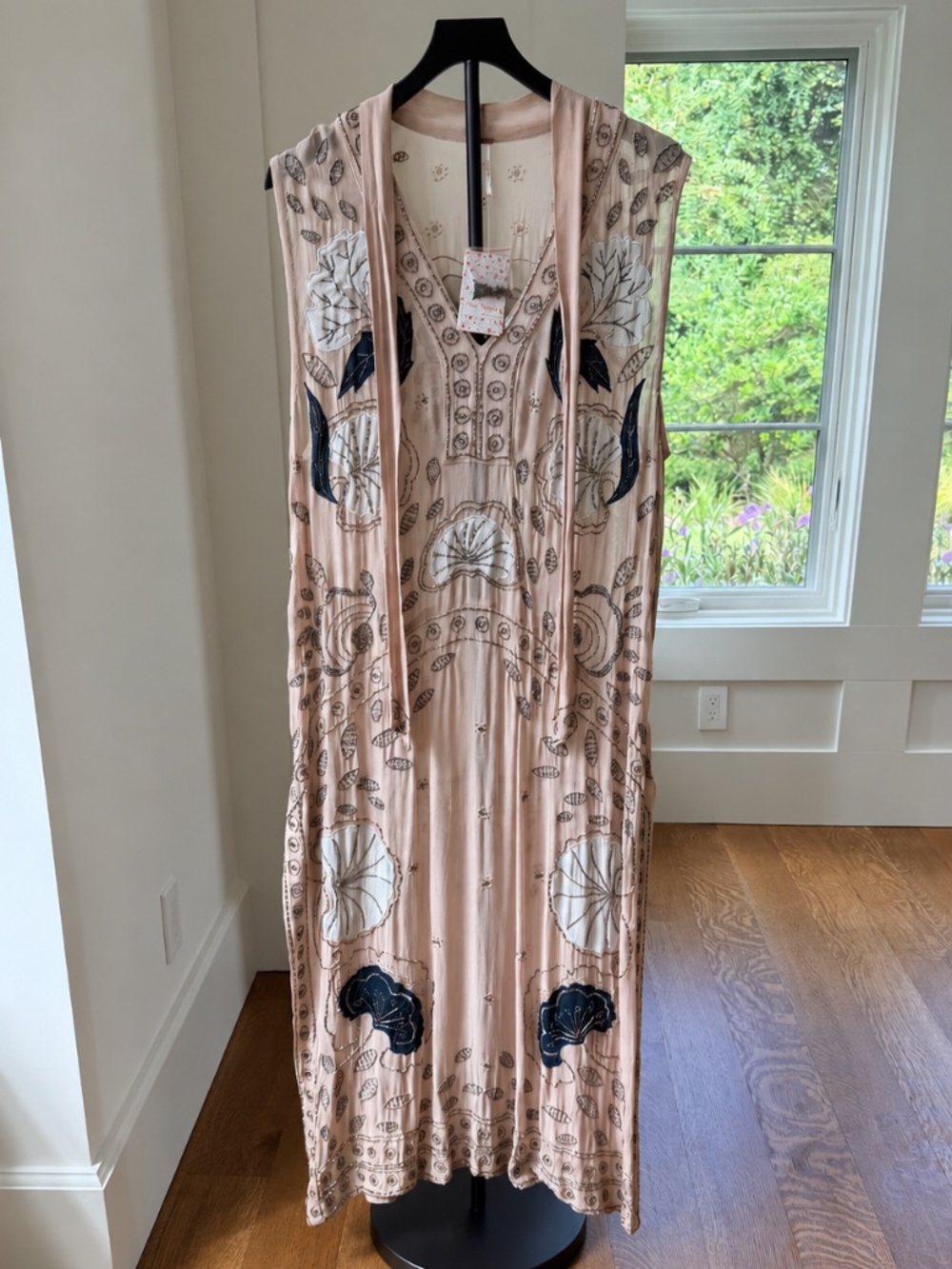 Free People Stuck On You Embellished Maxi Dress Sand Combo L NWT